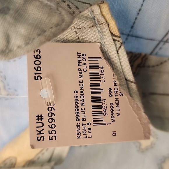 NWT Lands End Traditional Fit Lt Blue Radiance Map Print Linen Men's XL - Picture 4 of 11